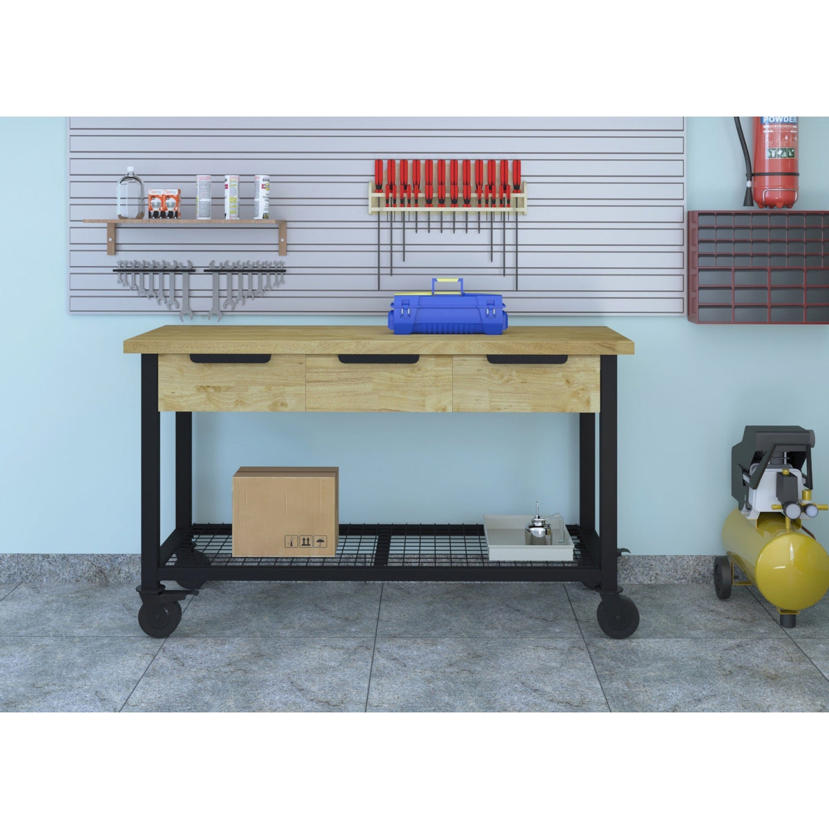 Rove 62" Industrial Metal & Wood Workbench