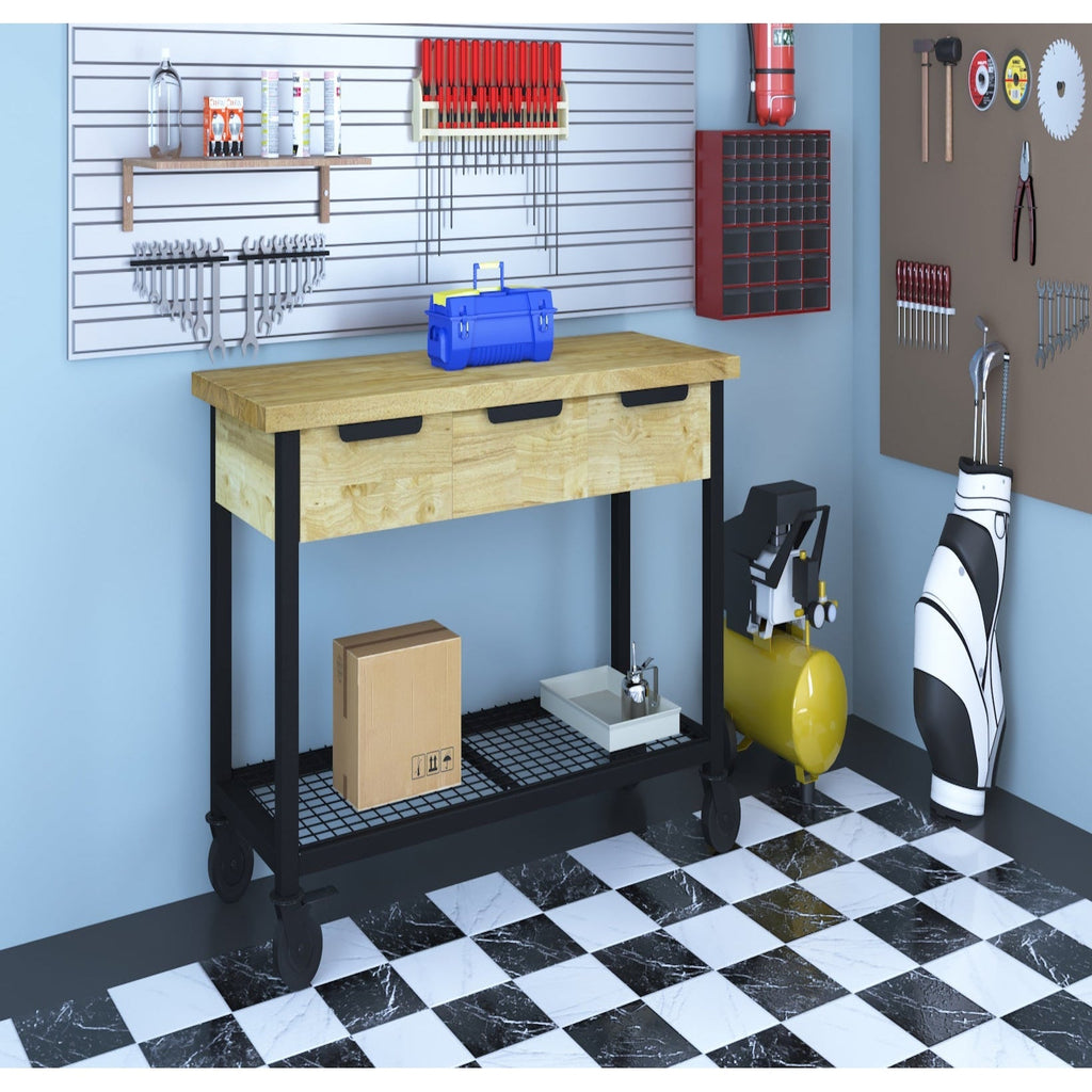Rove 62" Industrial Metal & Wood Workbench