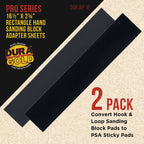 Pro Series Rectangle 16-1/2" Hand Sanding Block Adaptor Sheets to Convert Hook & Loop Longboard Sanding Block Pads to PSA Sticky Pads 2 Pack