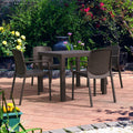 Duramax Rattan Square Table with 4 Duramax Armchairs for the Backyard, Garden and Patio (2 Colors)
