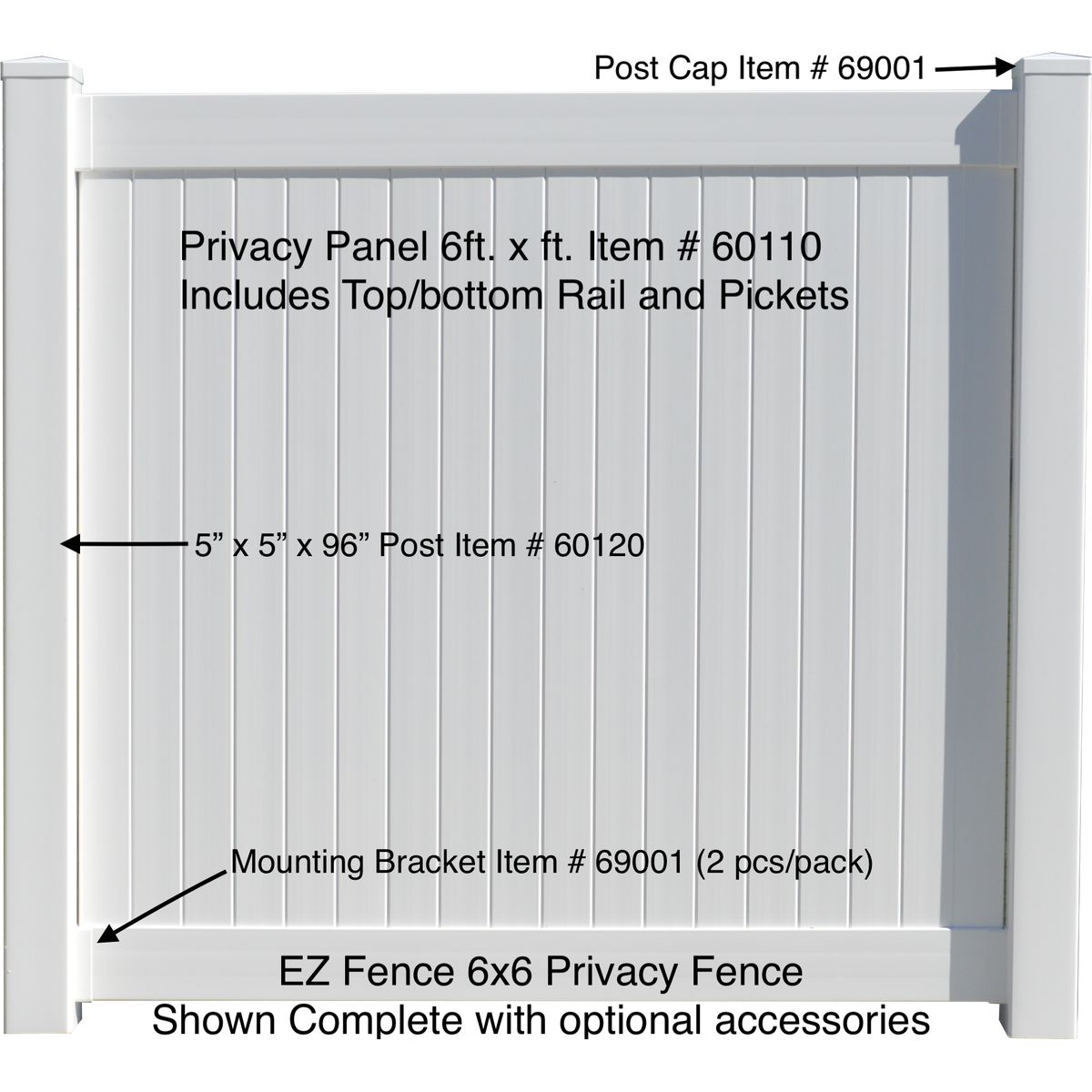 EZ Fence Vinyl Privacy Fence 6ft. x 6ft. White