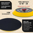 Pro Series 5" Hook & Loop DA Backing Plate Pad - 14mm Thick Medium Profile Edge, Dual-Action Random Orbital Sanding Pad, For Sander Polisher