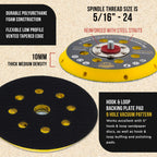 Pro Series 5" Hook & Loop DA Backing Plate Pad, 9 (8 + 1) Hole Pattern Dustless - Dual-Action Random Orbital Sanding Pad, For Sander Auto