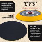 Pro Series 6" Hook & Loop DA Backing Plate Pad - 14mm Thick Medium Profile Edge, Dual-Action Random Orbital Sanding Pad, For Sander Polisher