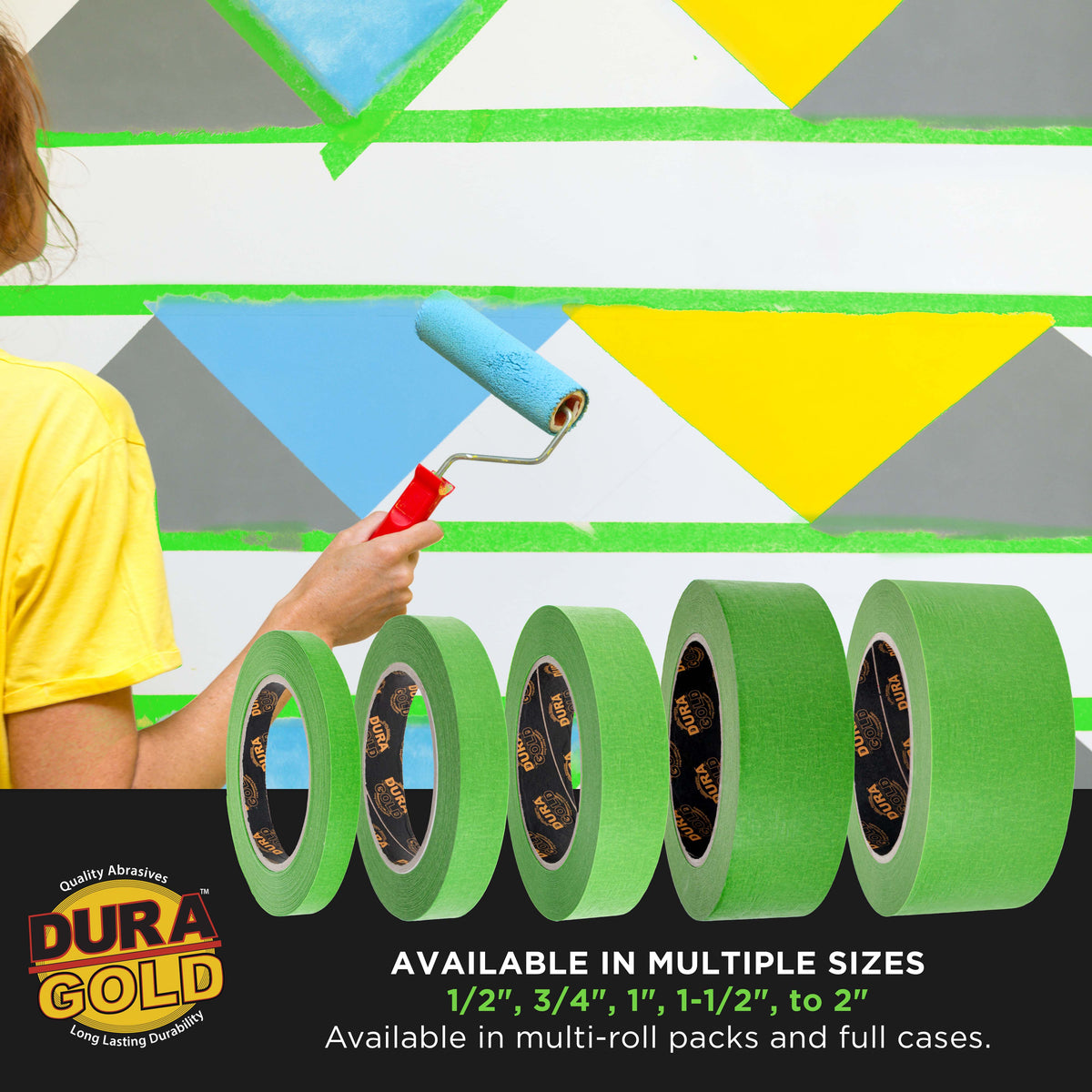 Dura-Gold Green Automotive Masking Tape 2 Inch (1.88 Inch x 55 Yards), 2 Rolls - Premium High-Performance, Heat Resistant - Auto Refinish Painting, Car Detailing, Autobody, Industrial, Painters Tape