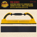 Pro Series Adjustable Flex Longboard Hand Sanding File Block with Both Hook & Loop Backing and PSA Backing Conversion Adapter Pad, Sandpaper