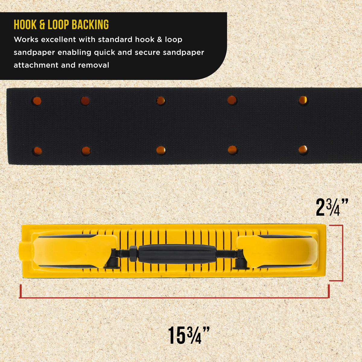 Pro Series Adjustable Flex Longboard Hand Sanding File Block with Both Hook & Loop Backing and PSA Backing Conversion Adapter Pad, Sandpaper