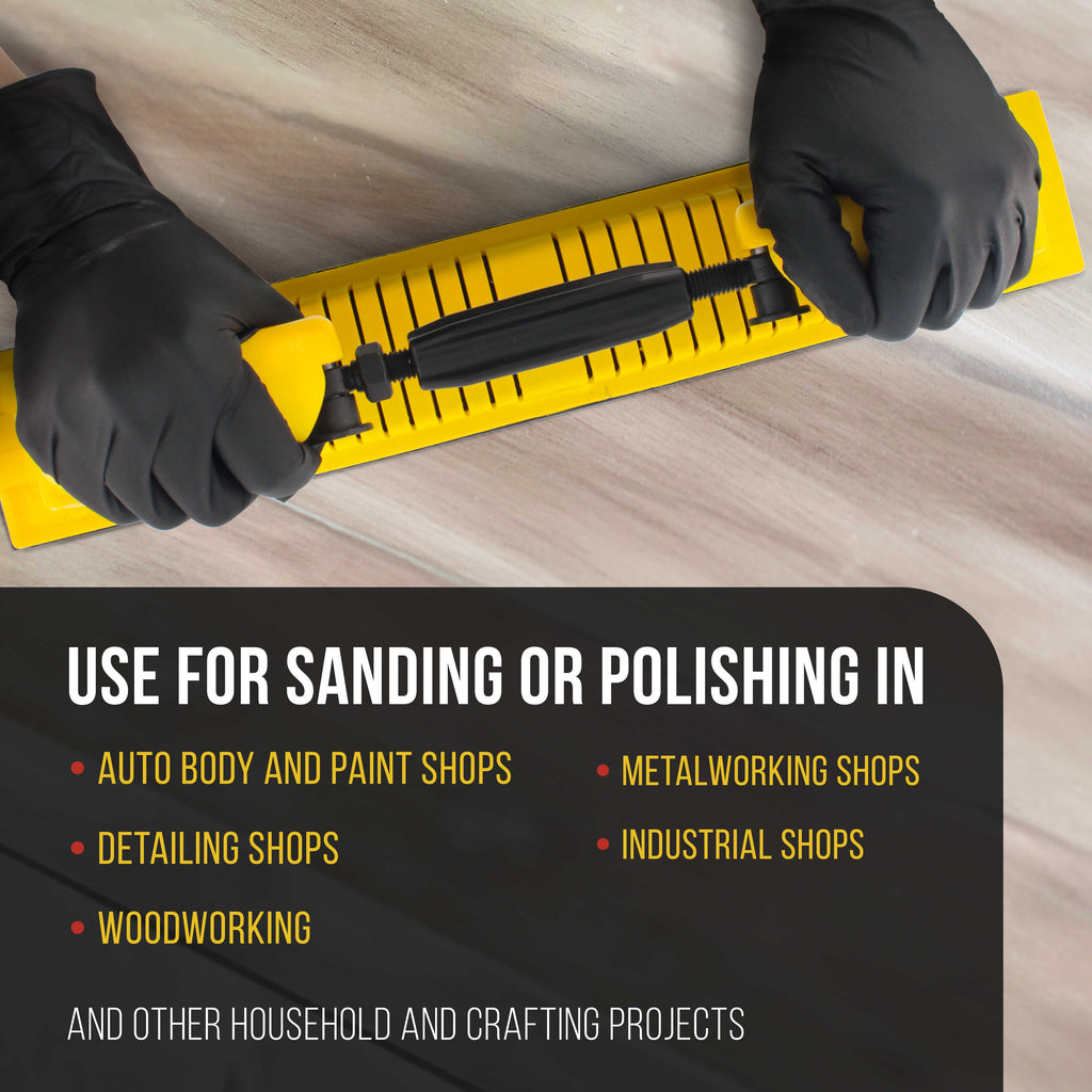 Pro Series Adjustable Flex Longboard Hand Sanding File Block with Both Hook & Loop Backing and PSA Backing Conversion Adapter Pad, Sandpaper