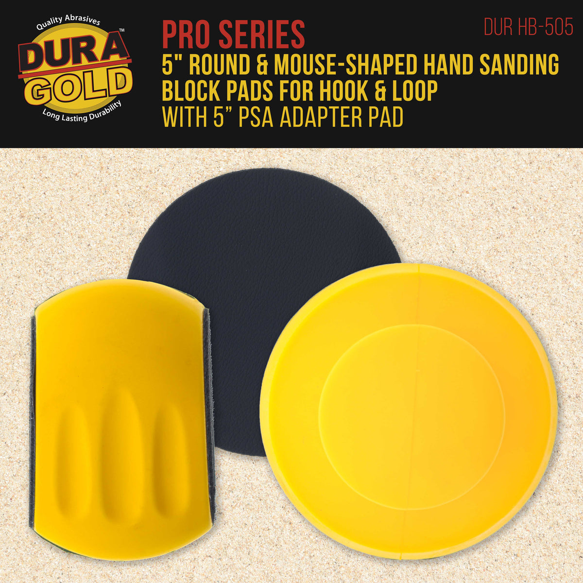 Pro Series 5" Round & Mouse-Shaped Hand Sanding Block Pads for Hook & Loop and PSA 5" DA Sanding Discs, PSA Sandpaper Conversion Adapter Pad