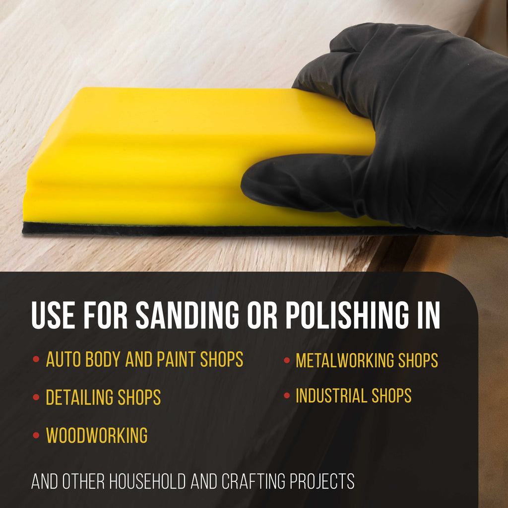Pro Series Rectangle 7-3/4" x 2-3/4" Hand Sanding Block Pad with Hook & Loop Backing and PSA Sandpaper Conversion Adapter Pad - Sand Paint