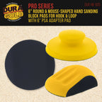 Pro Series 6" Round & Mouse-Shaped Hand Sanding Block Pads for Hook & Loop and PSA 6" DA Sanding Discs, PSA Sandpaper Conversion Adapter Pad