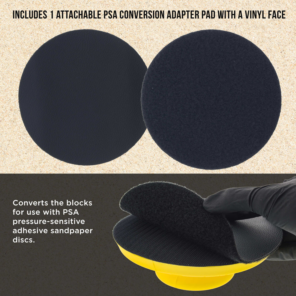 Pro Series 6" Round-Shaped Hand Sanding Block Pad for Hook & Loop, PSA 6" DA Sanding Discs, 2 Pack, Conversion Adapter Pad for PSA Sandpaper