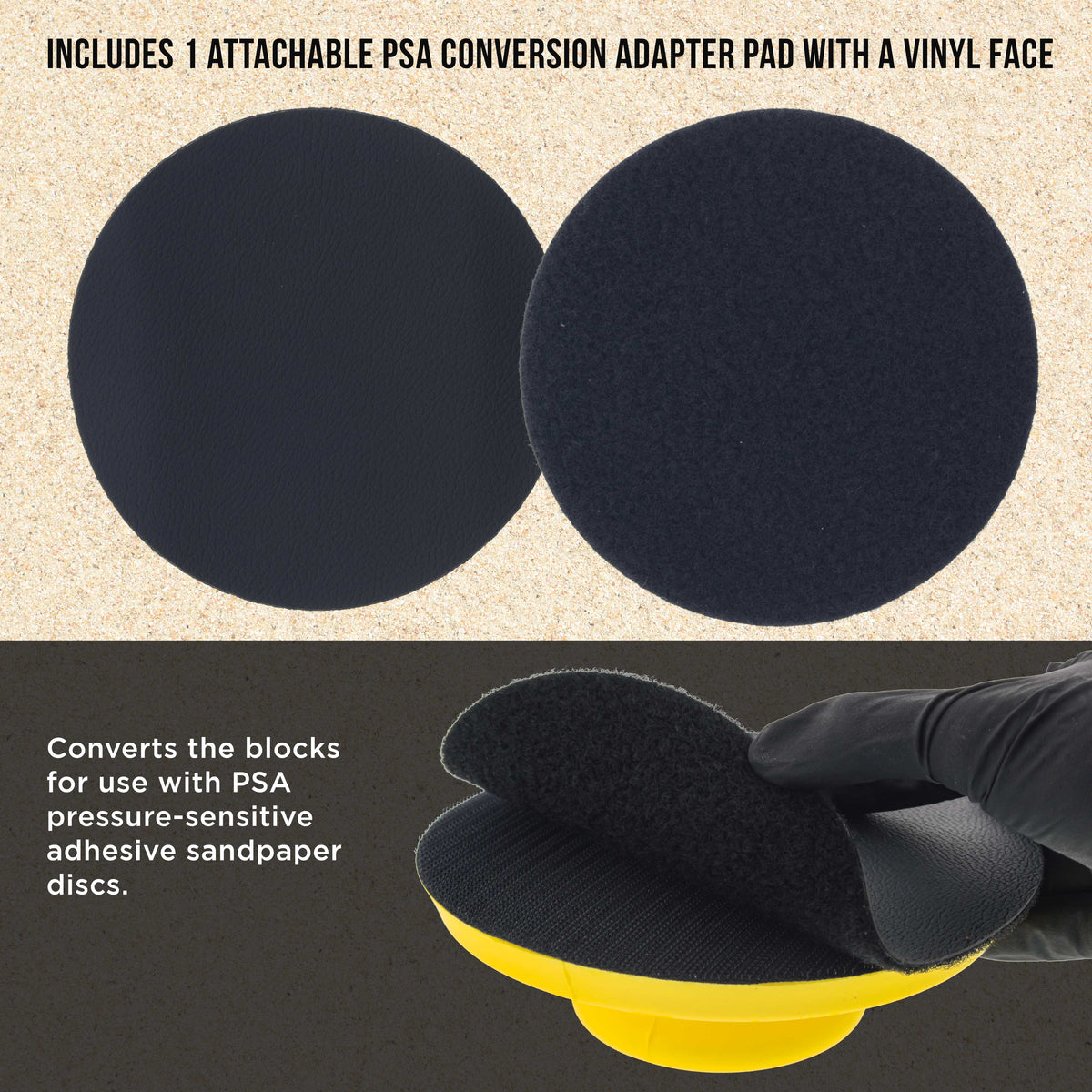 Pro Series 6" Round-Shaped Hand Sanding Block Pad for Hook & Loop, PSA 6" DA Sanding Discs, 2 Pack, Conversion Adapter Pad for PSA Sandpaper
