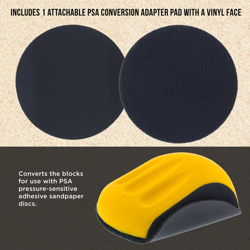 Pro Series 6" Mouse-Shaped Hand Sanding Block Pad for Hook & Loop, PSA 6" DA Sanding Discs, 2 Pack, Conversion Adapter Pad for PSA Sandpaper