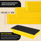 Pro Series Classic Rectangle Hand Sanding Block Kit with 3 Blocks, 5", 7-3/4" and 10" Set, Hook & Loop Backing and PSA Sandpaper Adapter Pad