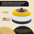 Pro Series 3" x 10mm Soft Density Interface Pad, 3 Pack - Hook & Loop Foam Cushion Used Between Sander Sanding Discs, Polisher Polishing Pad