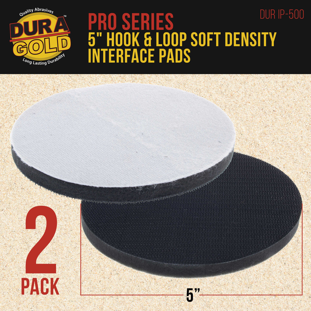 Pro Series 5" x 10mm Soft Density Interface Pad, 2 Pack - Hook & Loop Foam Cushion Used Between Sander Sanding Discs, Polisher Polishing Pad