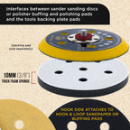 Pro Series 5" x 10mm Soft Density Interface Pad, 5 Hole Pattern Dustless, 2 Pack - Hook & Loop, Between Vacuum Sander Sanding Discs Polisher