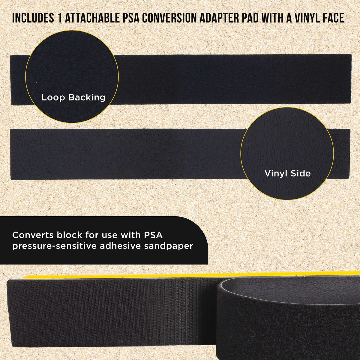 Pro Series 16" K-Block Sander Firm & Flex Hand Sanding Block Pad with Hook & Loop Backing and PSA Sandpaper Conversion Adapter Pad