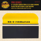 Pro Series 9" K-Block Sander Firm & Flex Hand Sanding Block Pad with Hook & Loop Backing and PSA Sandpaper Conversion Adapter Pad
