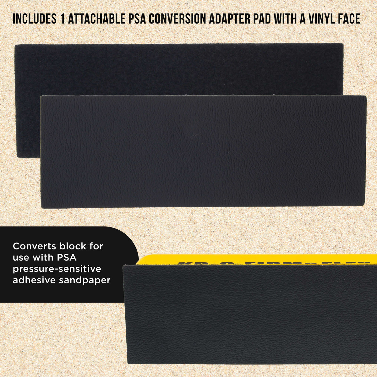 Pro Series 9" K-Block Sander Firm & Flex Hand Sanding Block Pad with Hook & Loop Backing and PSA Sandpaper Conversion Adapter Pad