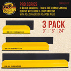 Pro Series K-Block Sander Firm & Flex Hand Sanding Block Kit, 9", 16" and 24" with Hook & Loop Backing and PSA Sandpaper Conversion Adapter Pad