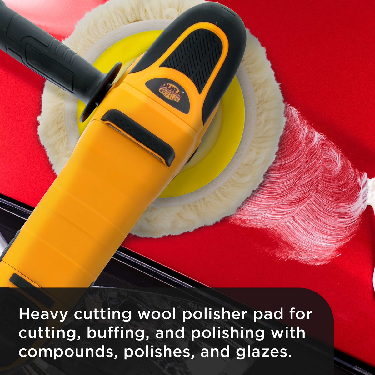 3 Pack of 8" 100% Premium Wool Hook & Loop Grip Buffing Pads with a 7" Flexible Edge Backing Plate - Compound Cutting, Polishing - Polisher