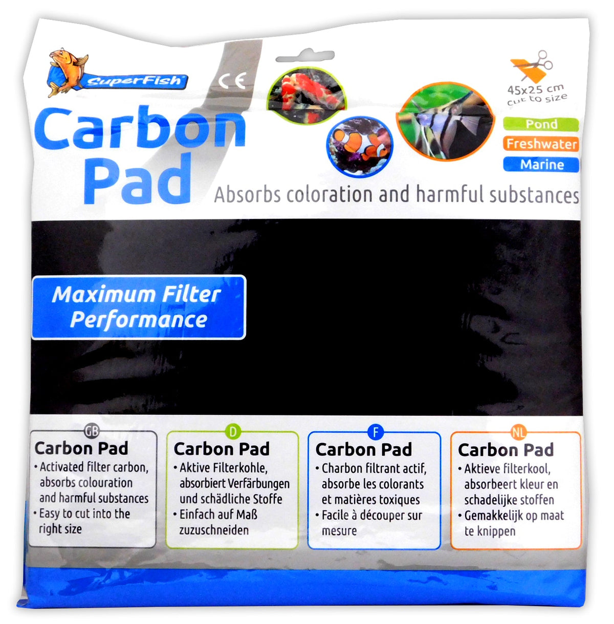 Superfish Aquarium Carbon Pad 45x25cm – Cut to Fit Filters