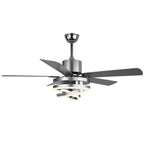52 Inch Modern Ceiling Fan with LED Light and Remote Control, 6 Speeds DC Motor Reversible Ceiling Fan with DIY Shade