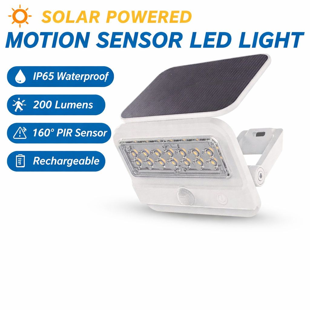 Solar Motion Sensor LED Light Outdoor Waterproof IP65 Security Wall Lamp 200LM