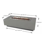 Granville 60-Inch Rectangular Concrete Propane Fire Table with Lava Rocks and Cover