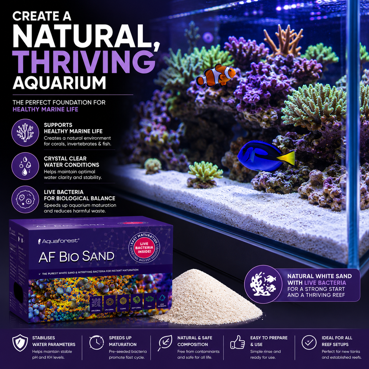 Aquaforest Bio Sand 10kg 0.5–1.5mm Marine Aquarium Fish Tank Substrate Bacteria