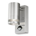 4lite Marinus GU10 Single Direction Outdoor Wall Light with PIR - Stainless Steel - Maplin