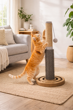 Cat Scratching Post Tree 53.5cm Jute Rope Scratcher w/ Sliding Balls Toy