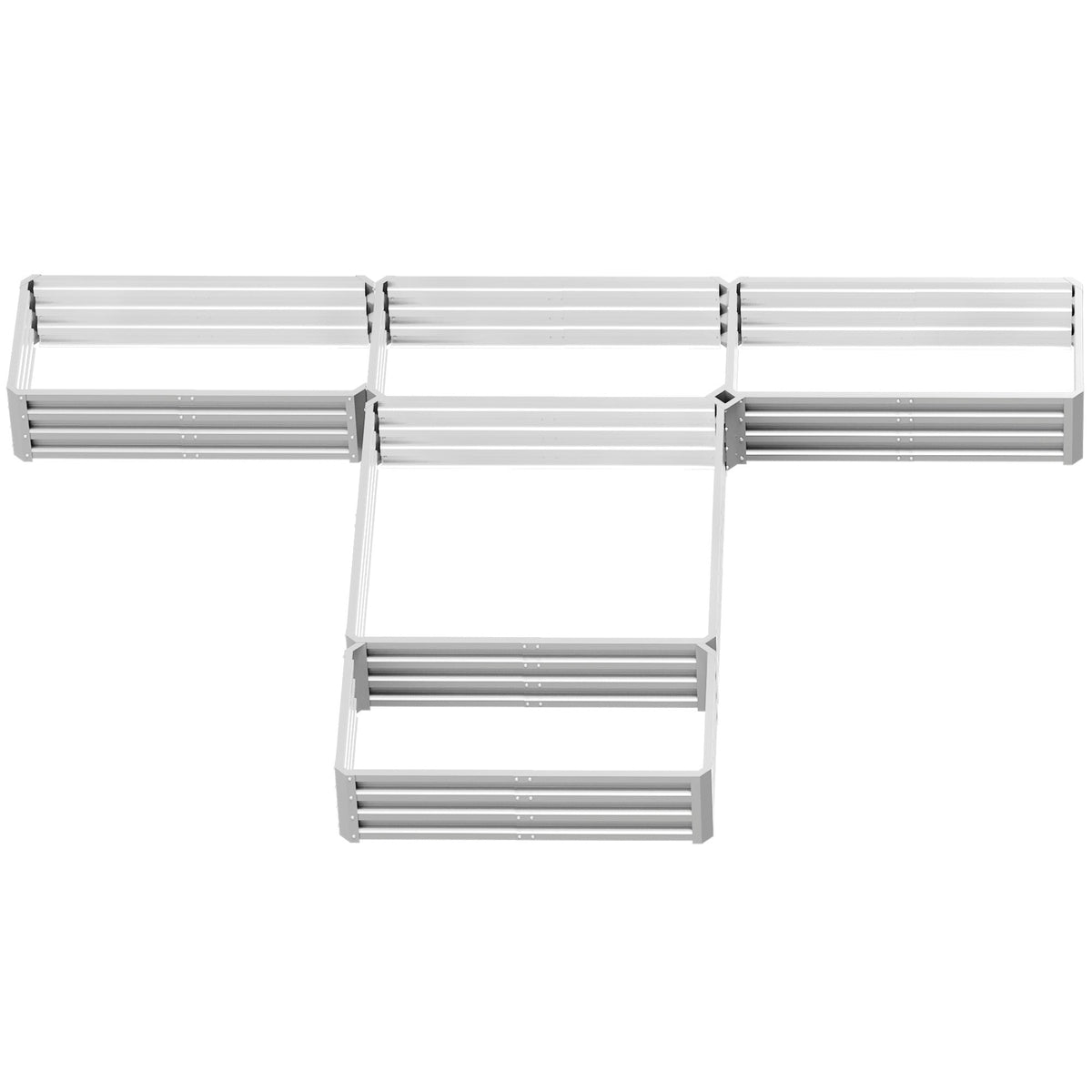 8 x 8ft DIY Raised Garden Bed, Set of 5 Large Steel Box Planters for Outdoor Plants, Vegetables, Flowers, Herbs, Easy Assembly, Silver