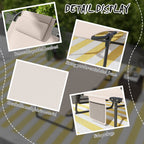 Folding Chaise Lounge Pool Chair, 4-level Reclining Back, Cushion, Side Pocket, Headrest, Beige