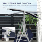 2-Person Porch Swing with Stand and Pivot Table, Dark Blue