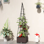 Self Watering Raised Garden Bed with Trellis, 40 x 40 x 175 cm