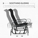 Patio Glider with Breathable Mesh Fabric, Outdoor Garden Rocking Gliding Seat, Black