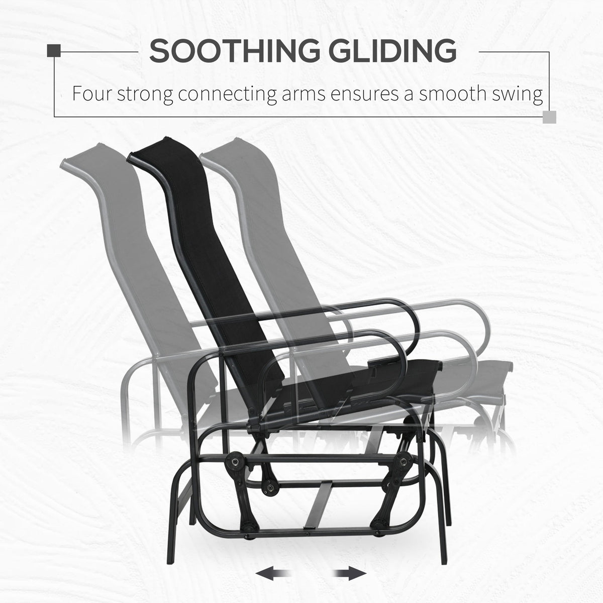 Patio Glider with Breathable Mesh Fabric, Outdoor Garden Rocking Gliding Seat, Black