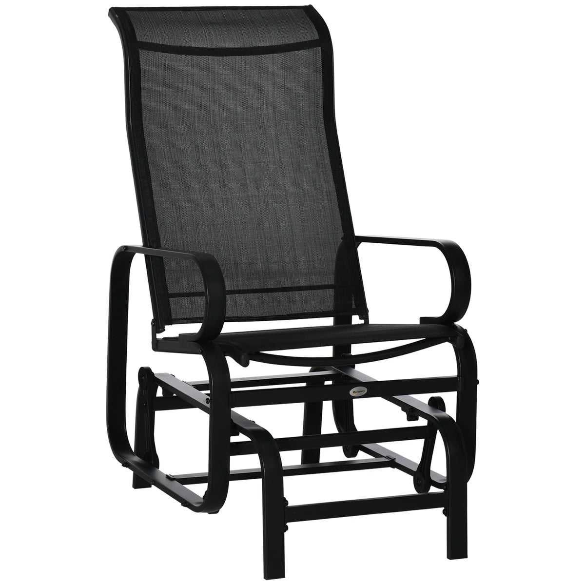 Patio Glider with Breathable Mesh Fabric, Outdoor Garden Rocking Gliding Seat, Black