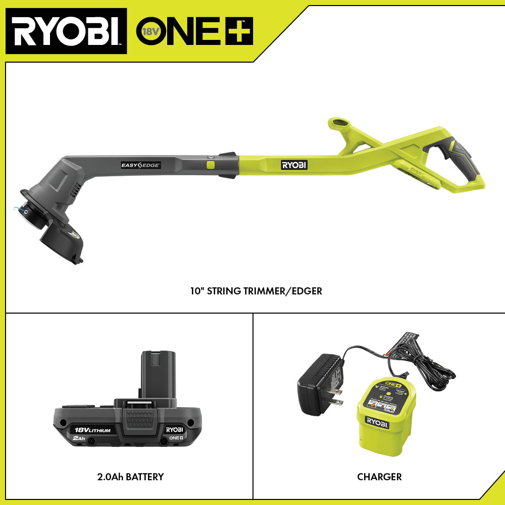 Open Box -  RYOBI ONE+ 18V 10 in. Cordless Battery String Trimmer/Edger with 2.0 Ah Battery and Charger