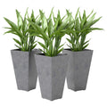 3-Piece 28" Tall Planters with Drainage Holes, Gray