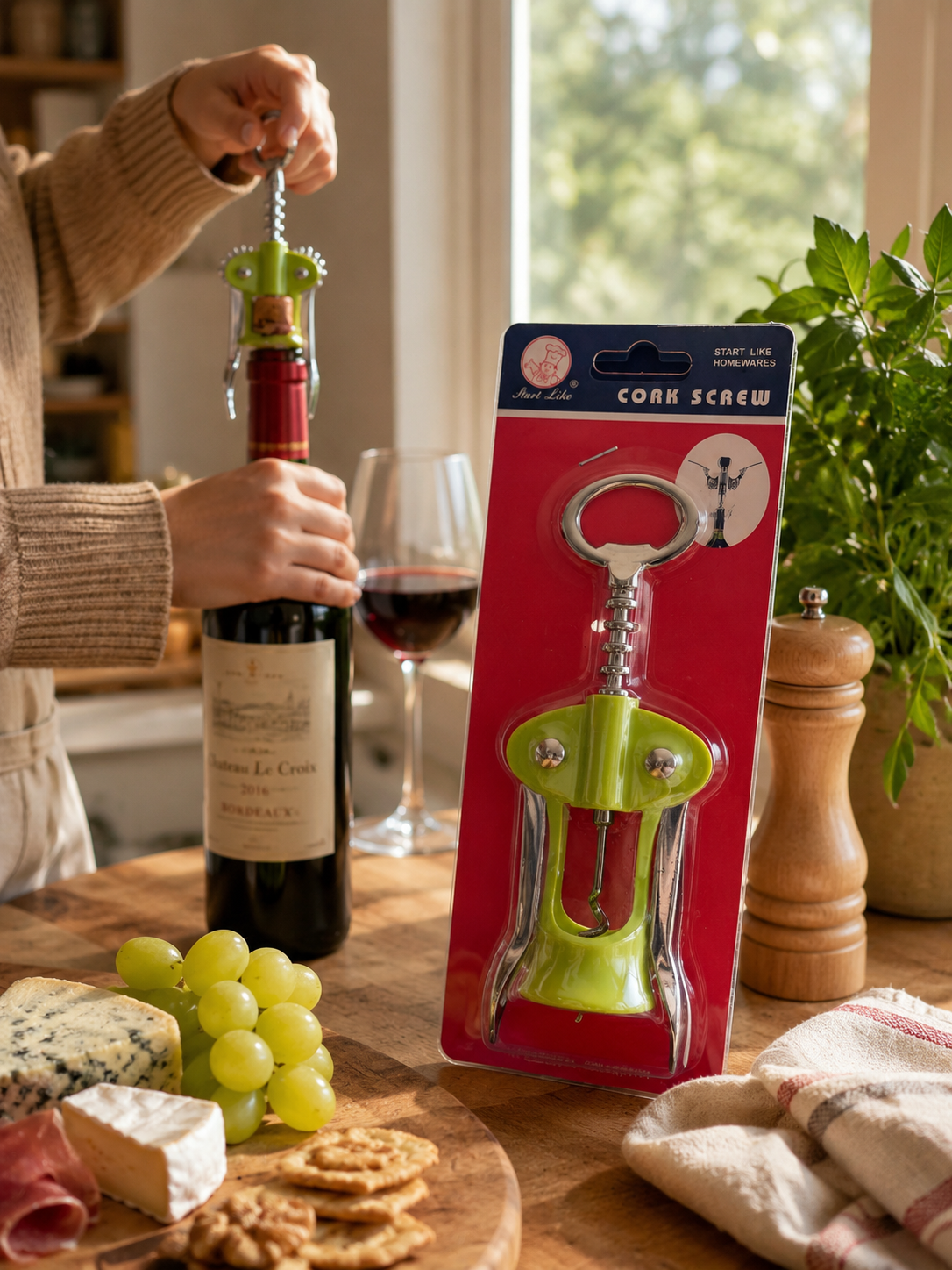 3x Winged Corkscrew Wine Bottle Opener Cork Remover Bar Tool Random Colours