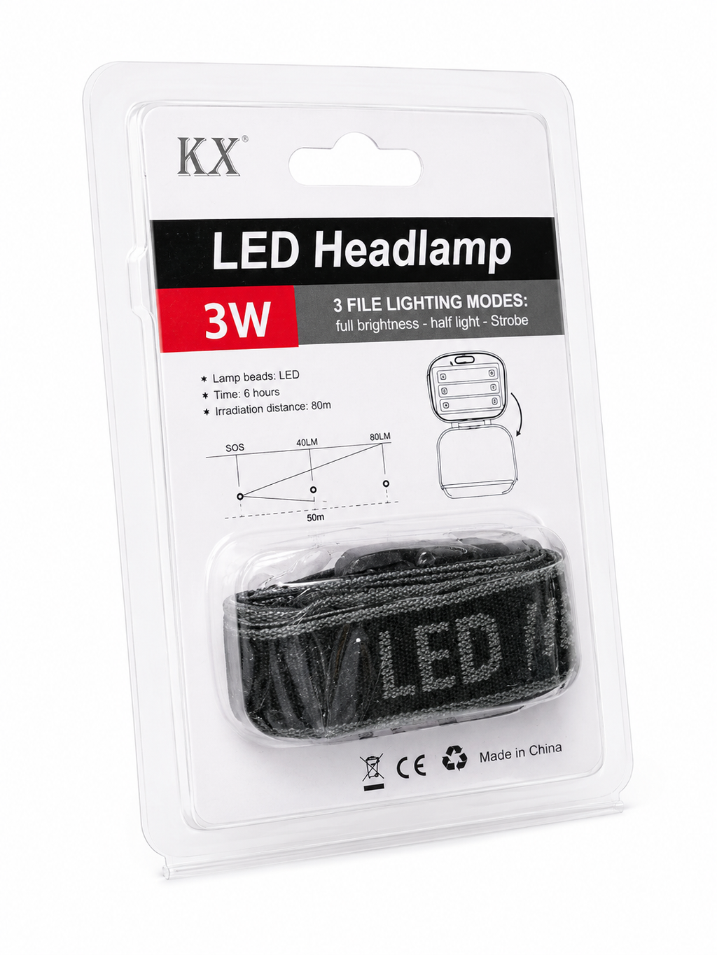 3x LED Headlamp 3W Adjustable Head Torch Camping Hiking Fishing Work Light 3 Modes