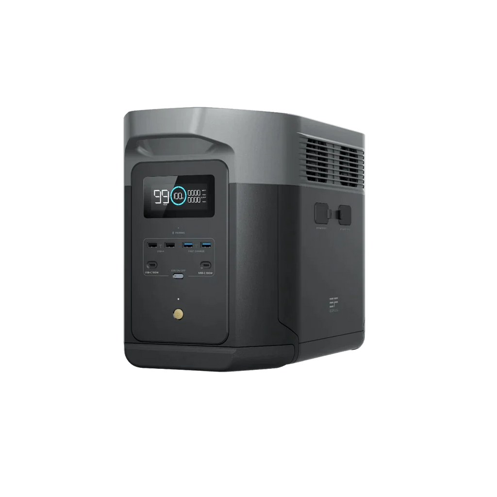 EcoFlow Delta 2 Max 2048Wh 2400W LiFePO4 Solar Generator + 200W Rigid Monocrystalline Solar Panels Kit