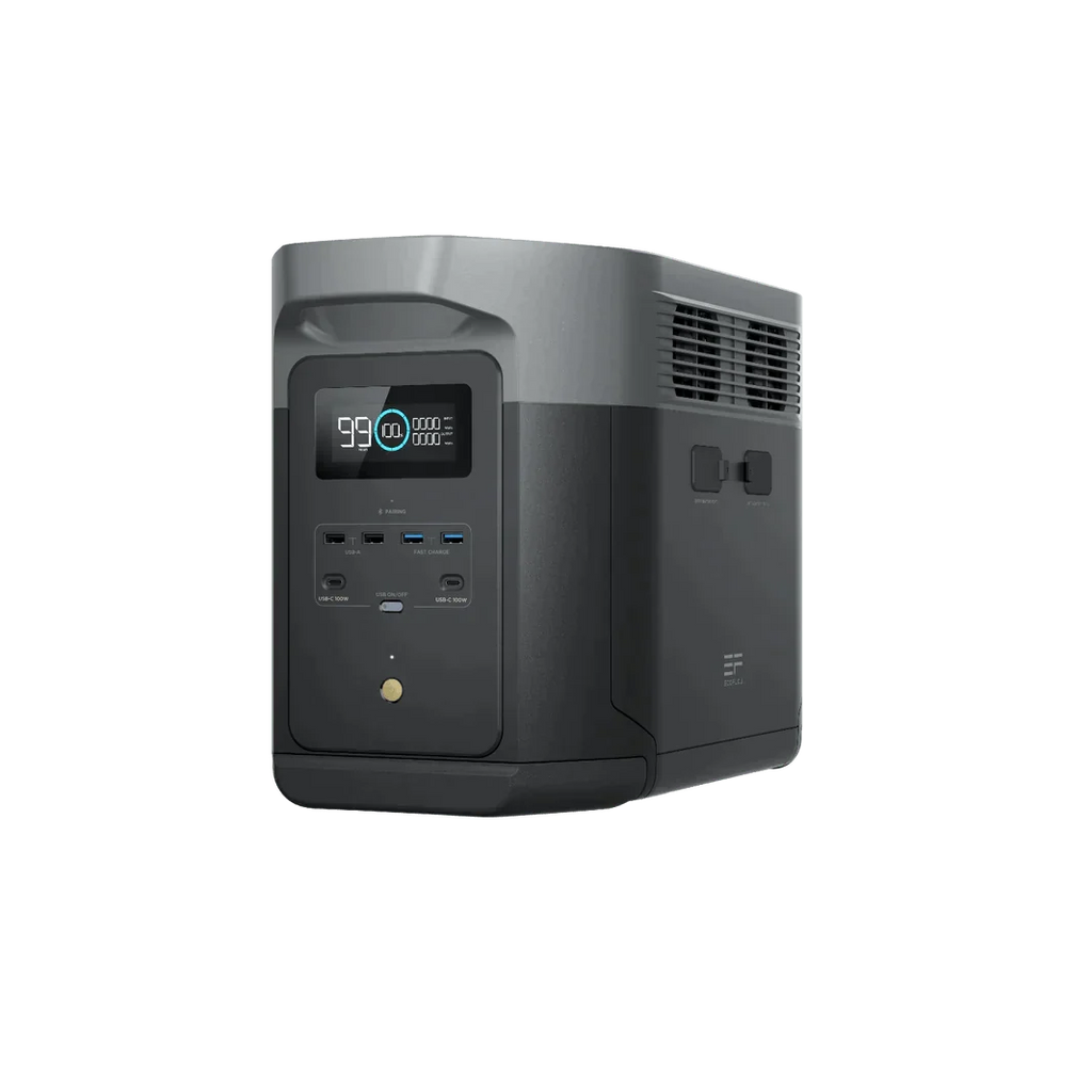 EcoFlow Delta 2 Max With Extra Battery 4096Wh 2400W LiFePO4 Solar Generator + 200W Rigid Monocrystalline Solar Panels Kit