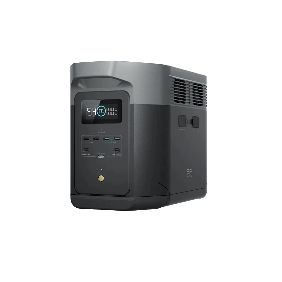 EcoFlow Delta 2 Max 2048Wh 2400W LiFePO4 Solar Generator + 100W Portable Monocrystalline Solar Panels Kit