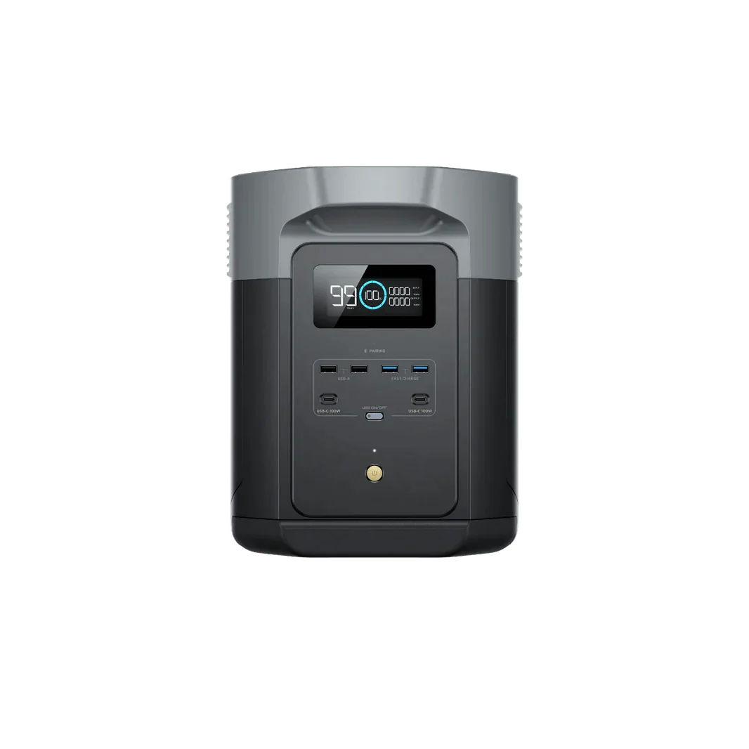 EcoFlow Delta 2 Max 2048Wh 2400W LiFePO4 Solar Generator + 100W Portable Monocrystalline Solar Panels Kit