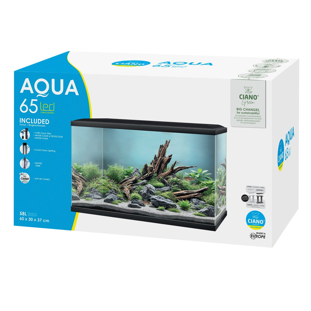 Ciano Aqua LED 65 Aquarium 58L with LED, Filter & Heater